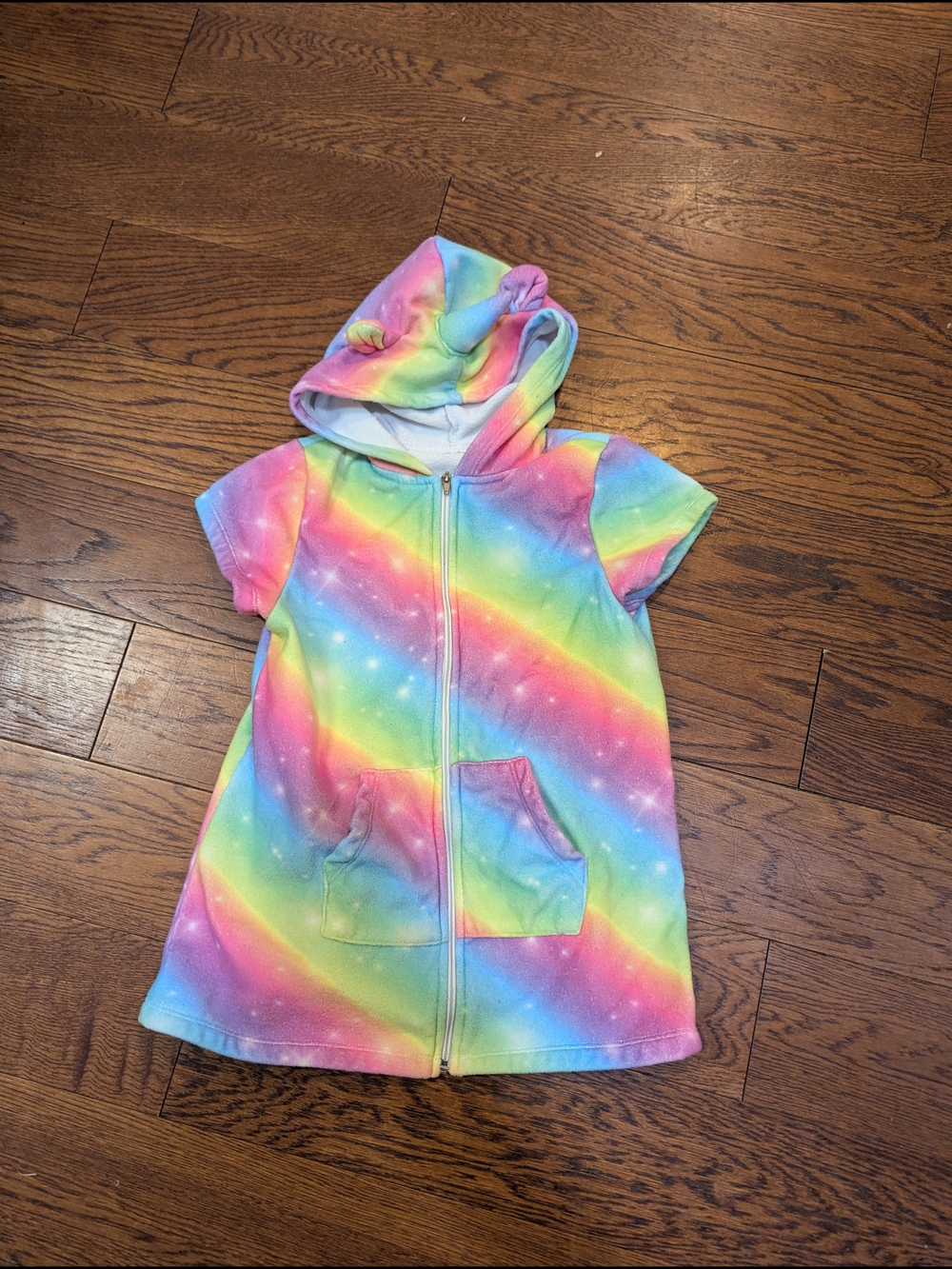 Rainbow Tie-Dye Hooded Zip Dress for Kids